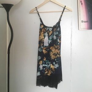 TOBI xs floral lace trim slip dress
